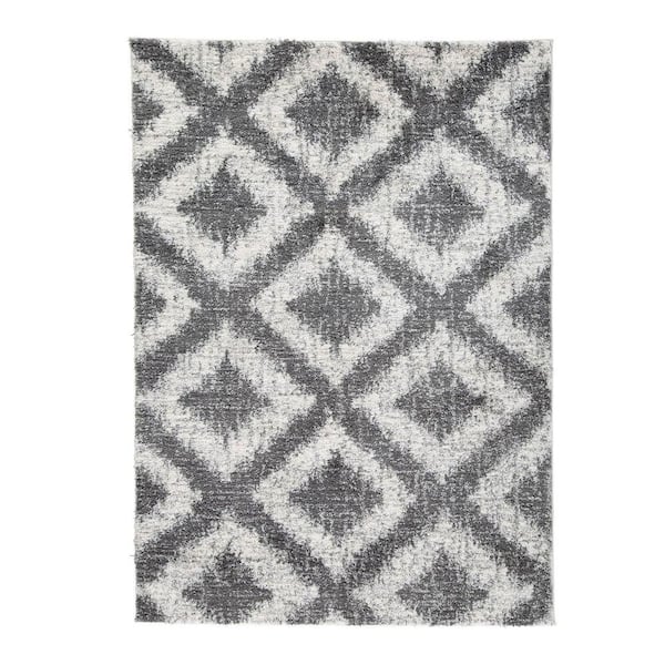 Benjara Modern Cream/Gray/Charcoal 5 ft. x 7 ft. Polypropylene Area Rug