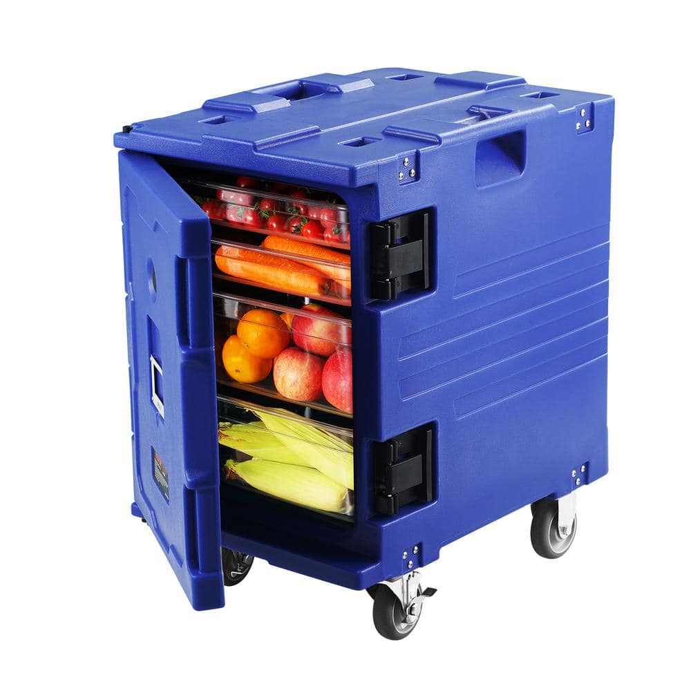 Blue 95 Qt Insulated Food Pan Carrier with Wheels