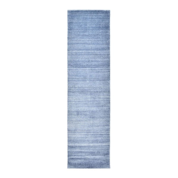 Solo Rugs Harbor Contemporary Solid Denim 2' 6 ft. x 8 ft. Hand Loomed Runner Rug