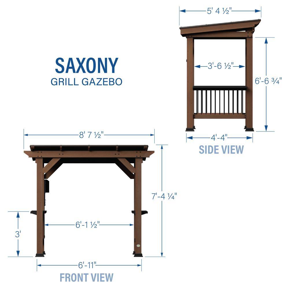 Saxony Cedar Wood Grill Gazebo with Steel Roof