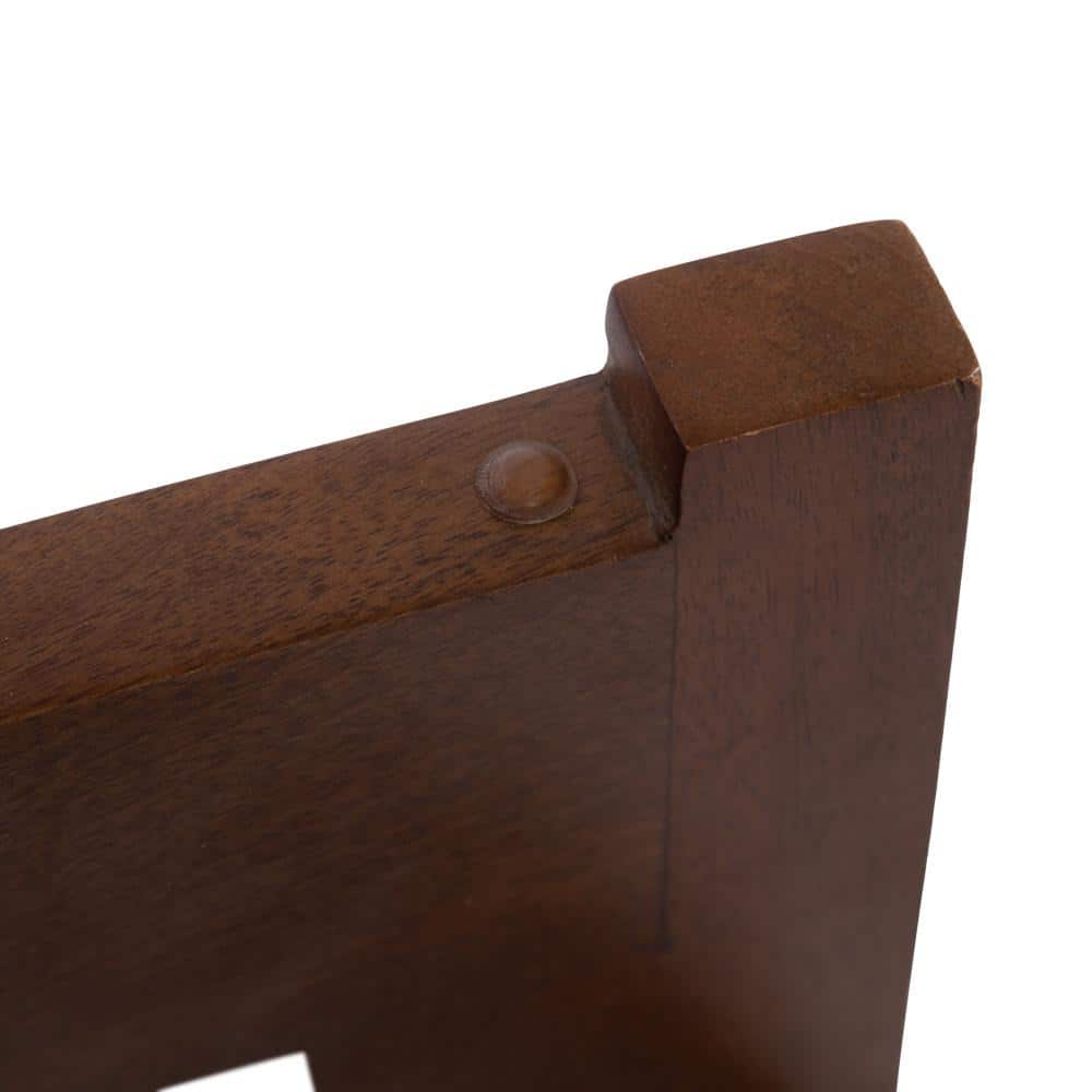 Walnut Brown Round Marble Side Table with Solid Wood Base