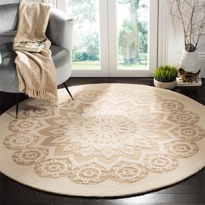 Blossom Ivory/Beige 6 ft. x 6 ft. Round Floral Area Rug