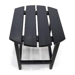 Marina Black Patio Plastic Adirondack Chair and Table Set (3-Piece)