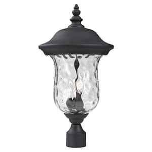 Armstrong 23 in. 3-Light Black Aluminum Hardwired Outdoor Weather Resistant Post Light Round Fitter w/No Bulb Included