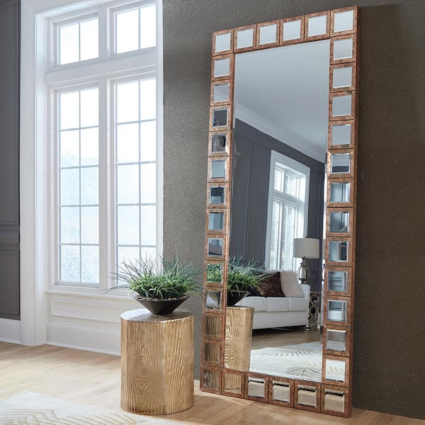 Marley Forrest Medium Rectangle Acid Treated Copper Beveled Glass Contemporary Mirror (36.5 in. H x 85 in. W)