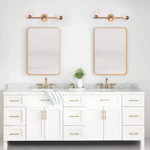 Modern Vanity Light, 3-Light Gold Brass Adjustable Bathroom Wall Sconce Indoor Mounted Light with Clear Glass Shades