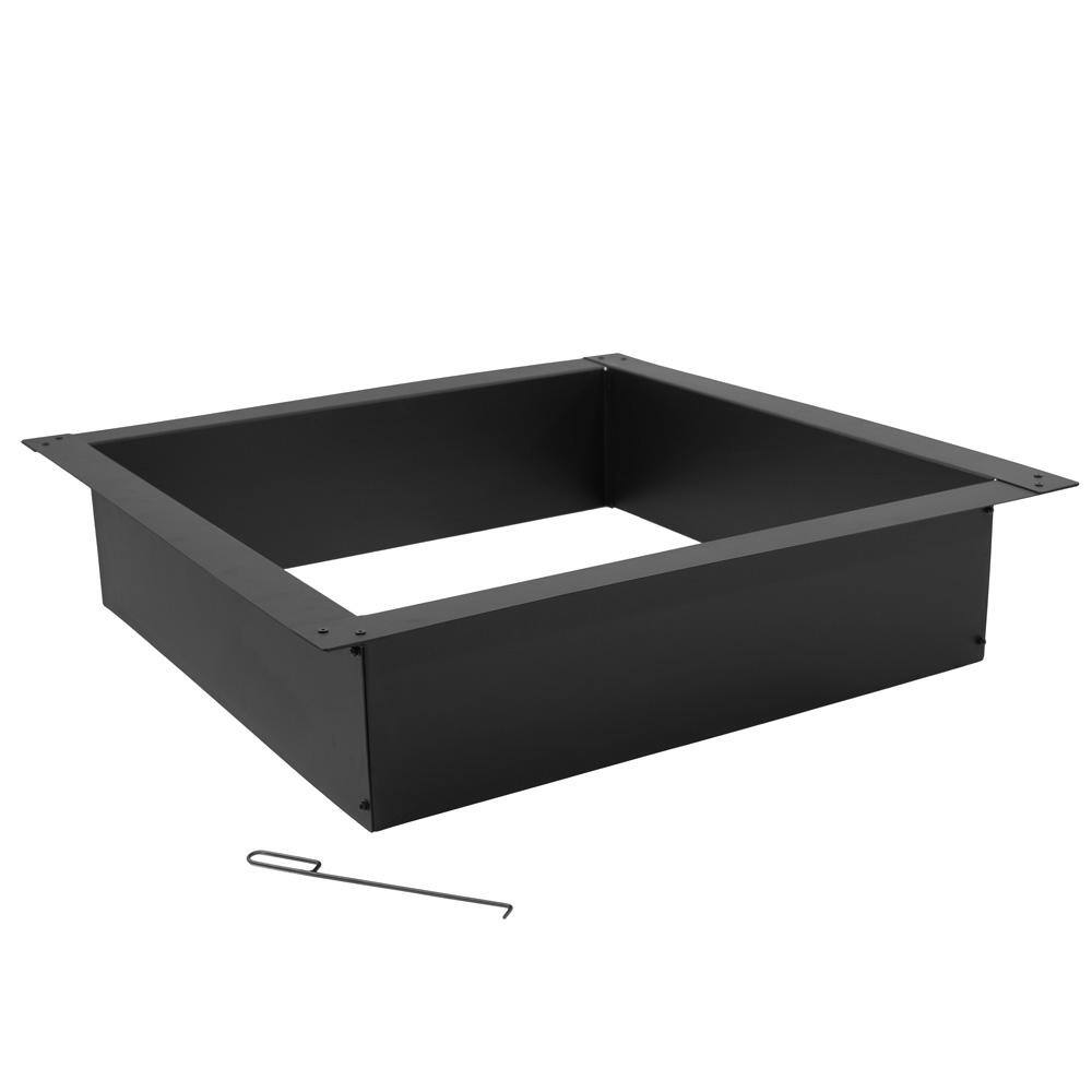 Heavy-Duty Black Steel Square Fire Pit Ring Insert, 42"