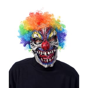 Evil Clown Mask with Rainbow Wig, Adult Halloween Costume, Unisex
