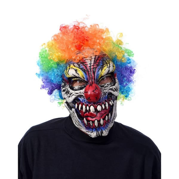 Zagone Studios Evil Clown Mask with Rainbow Wig, Adult Halloween Costume, Unisex