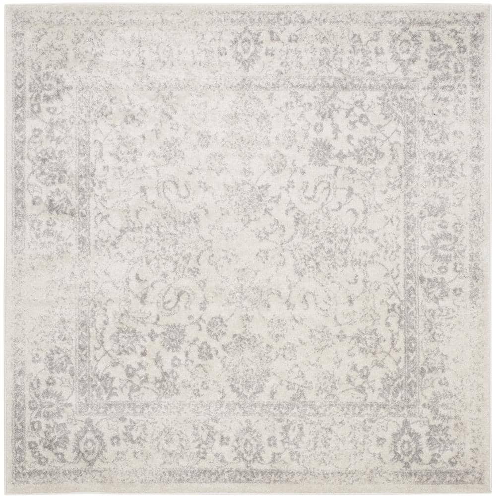 SAFAVIEH ADirondack Ivory/Silver 12 ft. x 12 ft. Border Distressed