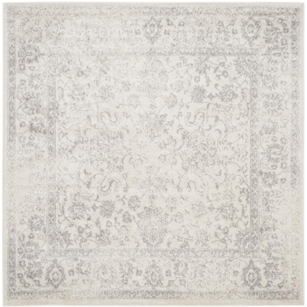 SAFAVIEH ADirondack Ivory/Silver 12 ft. x 12 ft. Border Distressed Square Area Rug