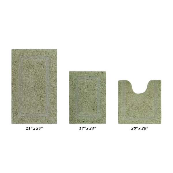 Better Trends Lux Collection Sage 17 in. x 24 in., 20 in. x 20 in., 21 in. x 34 in. 100% Cotton 3-Piece Bath Rug Set