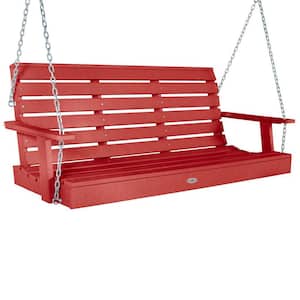 Riverside 5ft. 2-Person Boathouse Red Recycled Plastic Porch Swing