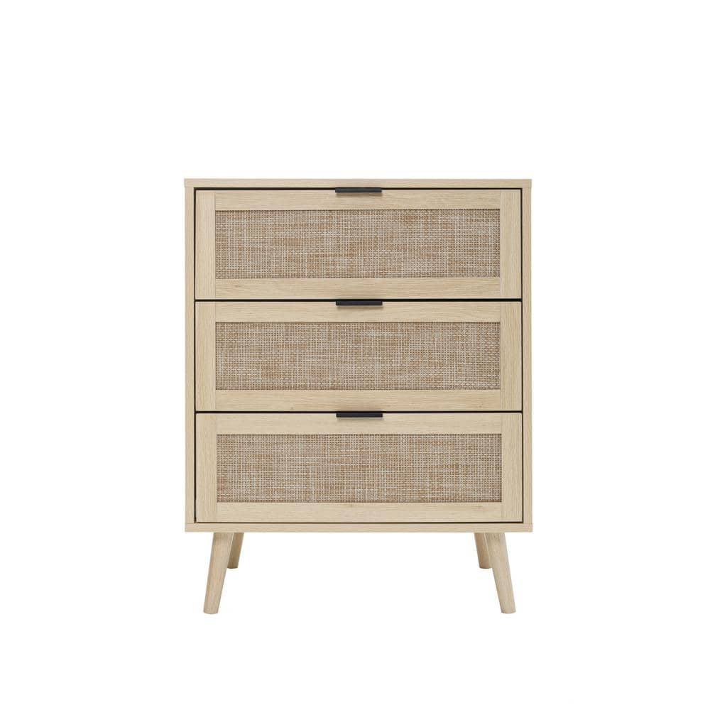 23.63 in. W x 15.36 in. D x 30.48 in. H Natural Beige Linen Cabinet with 3-