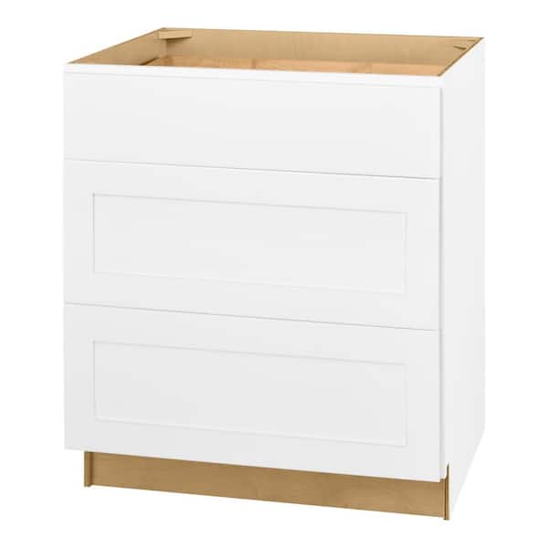 Hampton Bay Avondale 30 in. W x 24 in. D x 34.5 in. H Ready to Assemble Plywood Shaker Drawer Base Kitchen Cabinet in Alpine White
