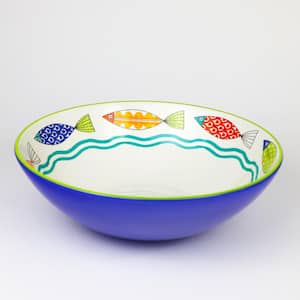 Freshcatch 13 in. 48.92 fl.oz Assorted Colors Large Ceramic Serving Bowl Set