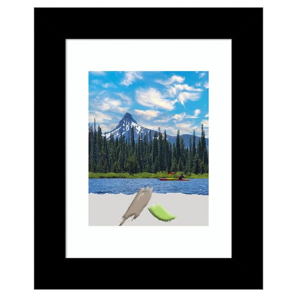 Amanti Art 11 in. x 14 in. (Matted to 8 in. x 10 in.) Basic Black Narrow Wood Picture Frame Opening Size