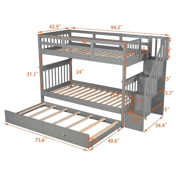 twin bunk dimensions