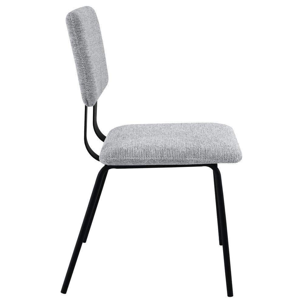 Gray Upholstered Ladderback Side Chair with Wood and Metal Frame