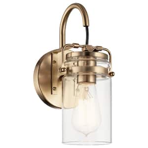 Brinley 1-Light Champagne Bronze Bathroom Indoor Wall Sconce Light with Clear Glass Shade