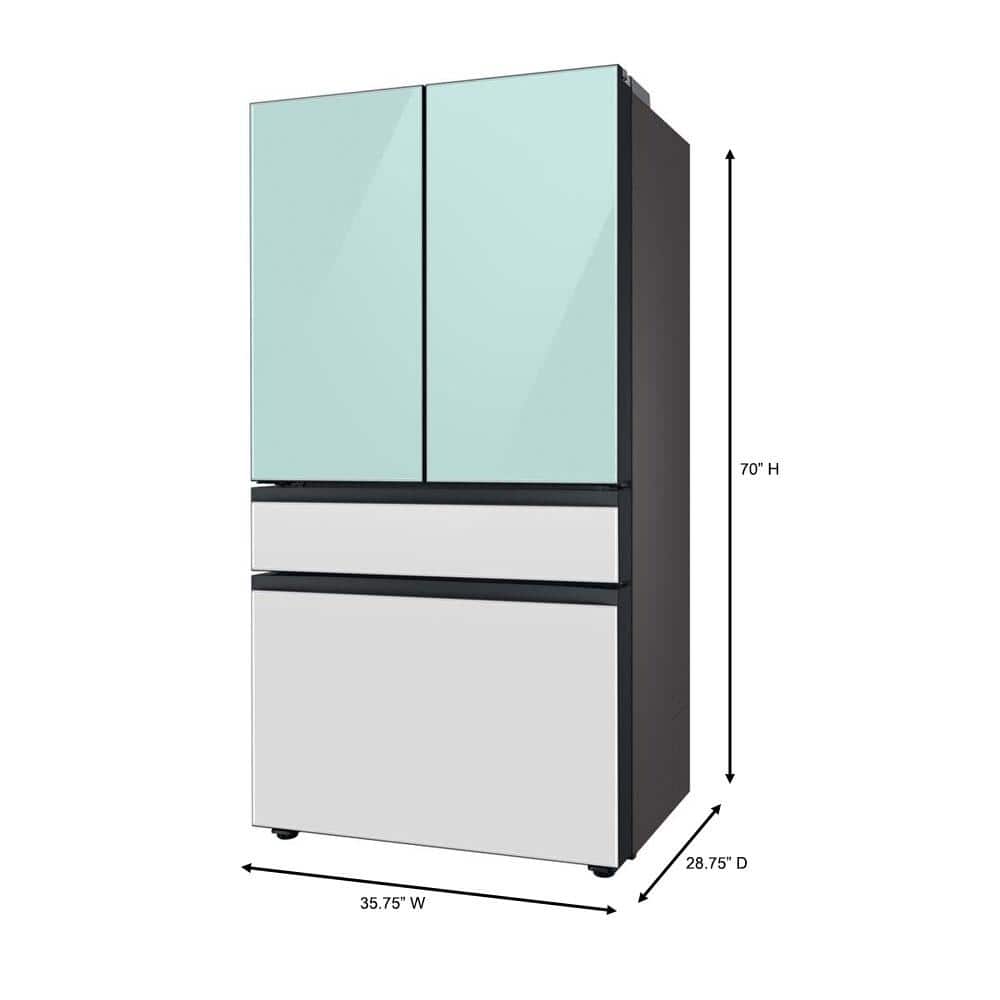 Morning Blue Glass 23 cu. ft. Smart French Door Refrigerator with Ice Maker