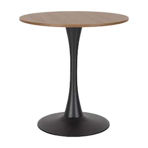 Ivo 28 in. Round Brown Wood Dining Table with Metal Pedestal