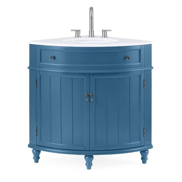 Adelina 24 inch Corner Antique Bathroom Vanity Light Blue Finish