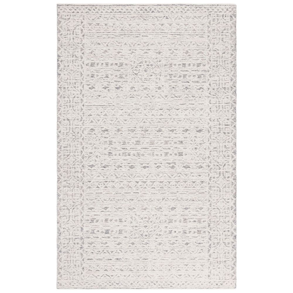 Ebony 6 ft. x 9 ft. Ivory/Gray Border Ornate Floral Area Rug price history on PriceWatchPro