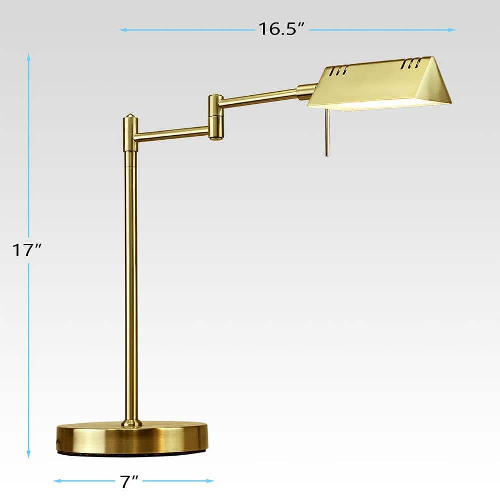 Gold Adjustable Pharmacy Swing Arm Desk Lamp with LED