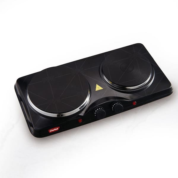PLUMBFLEX 6 in. and 7.5 in. Dual Electric Stove Cooktop Plates 1700-Watt Enamel Coated Iron in Black