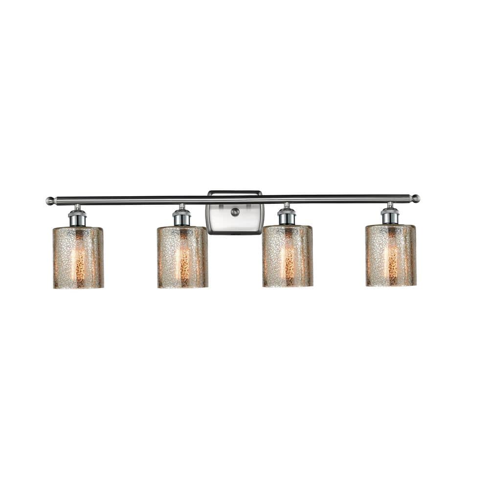 Cobbleskill 36 in. 4-Light Brushed Satin Nickel Vanity Light with Glass Shade price history on PriceWatchPro