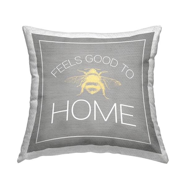 Stupell Industries Good To Bee Rustic Insect Bumble Phrase Grey Square Outdoor Throw Pillow