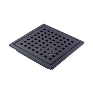 6 in W x 6 in D Stainless Steel Decorative Drain Cover with Matte Black