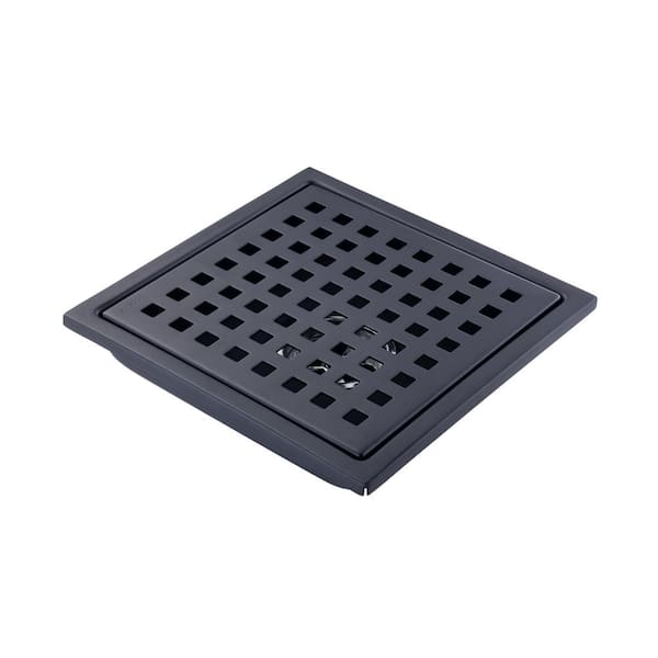 Tahanbath 6 in W x 6 in D Stainless Steel Decorative Drain Cover with Matte Black