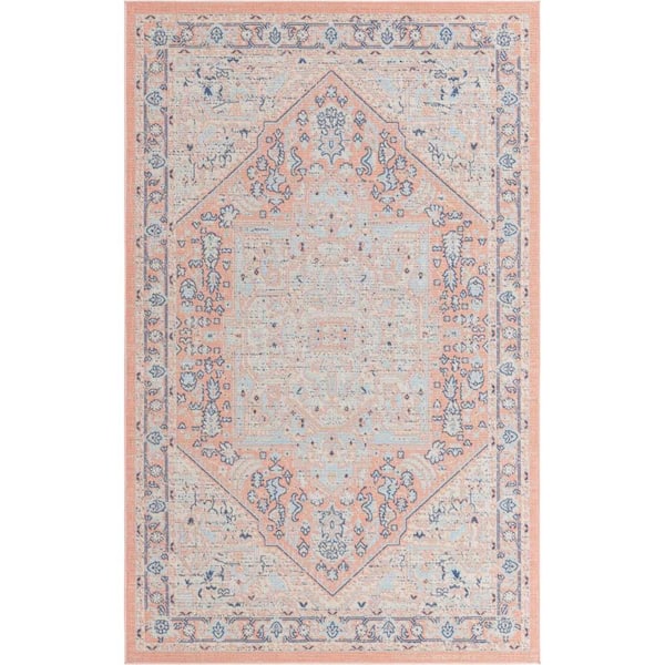 Unique Loom Whitney Milano Powder Pink 5 ft. 3 in. x 8 ft. Area Rug