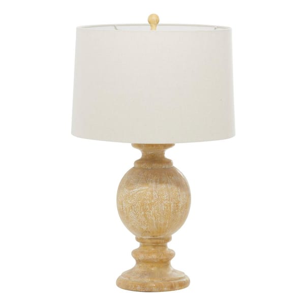 Litton Lane 28 in. Light Brown Polystone Task and Reading Table Lamp (Set of 2)