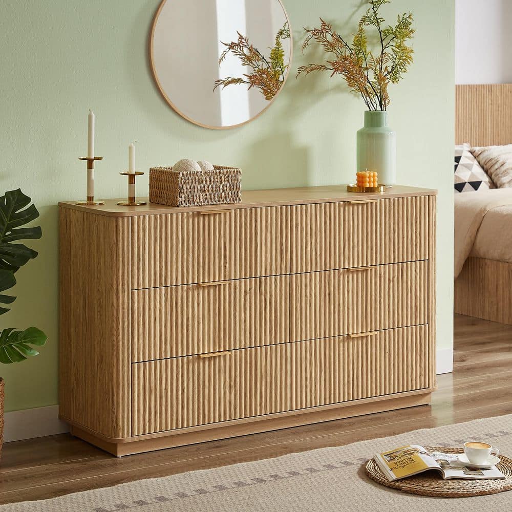Noble House Relic Modern Brown 6-Drawers 55.12 in. Chest of