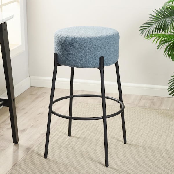 StyleCraft Soloist 29 in. Black Backless Metal Bar Stool with Fabric Seat