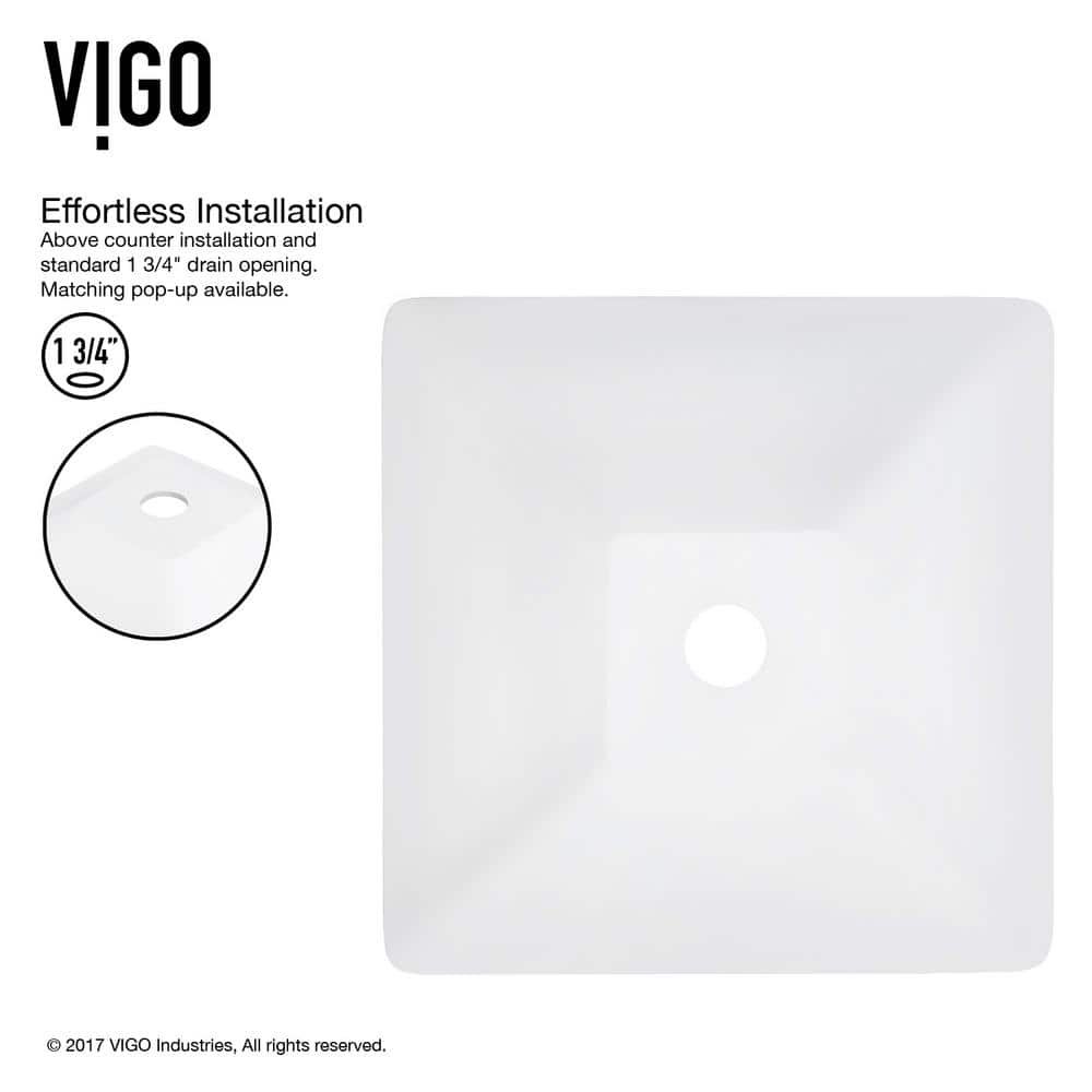 Matte White Square Acrylic Vessel Sink