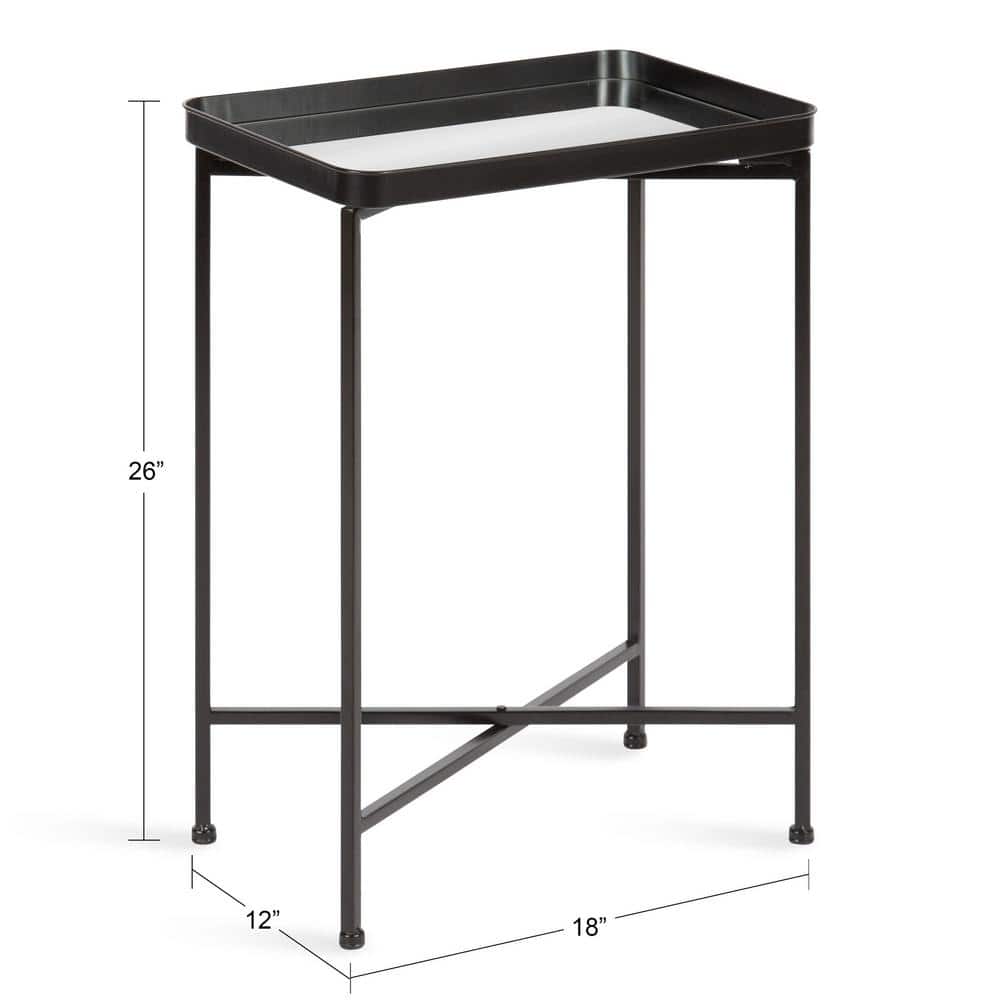 Celia 26'' Black Metal and Mirrored Glass Modern Side Table