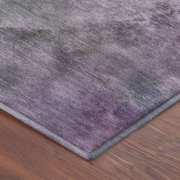 Mayfield Premium Machine Washable Abstract AMF2307 Plum 8 ft. x 8 ft. Round Rug