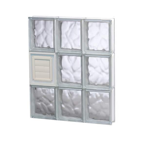 Clearly Secure 17.25 in. x 23.25 in. x 3.125 in. Frameless Wave Pattern Glass Block Window with Dryer Vent