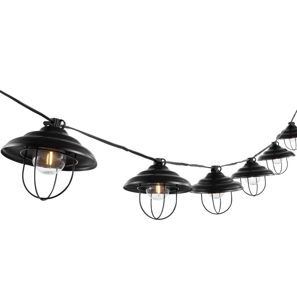 Aislin 10-Light Black Metal Outdoor LED Globe String Lights