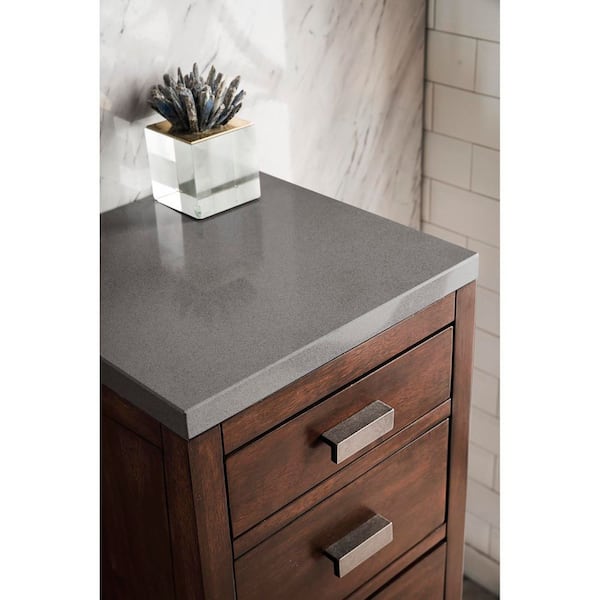 Addison 15.0 in. W x 15 in.D x 34.4 in. H Vanity Side Cabinet in Mid Century Acacia with Quartz Top in Grey Expo