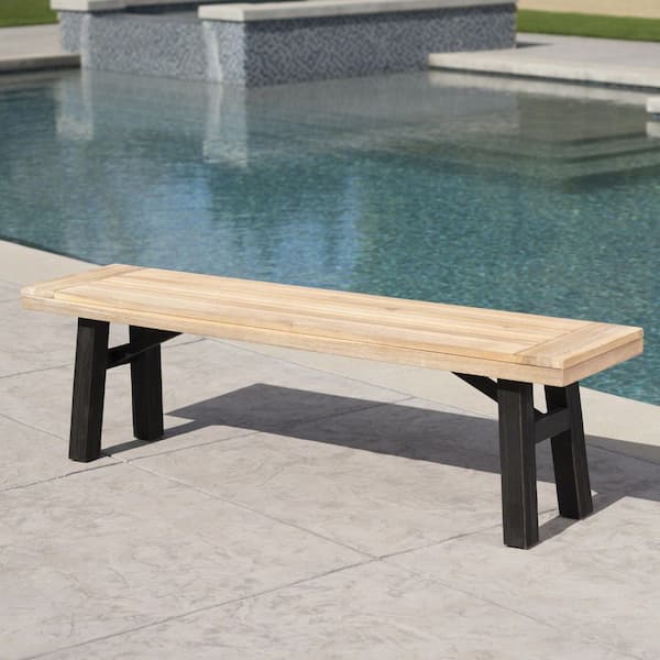 Unbranded 63 in. Acacia Wood Outdoor Bench with Slat Panel Design