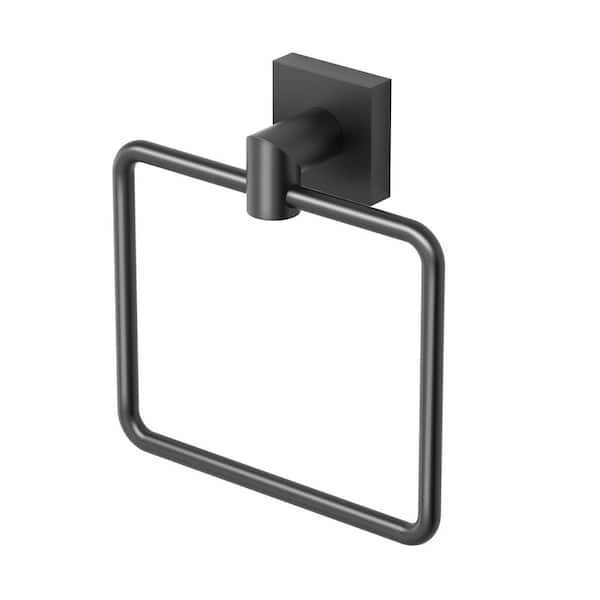 Glam Too Wall Mounted Towel Ring in Matte Black