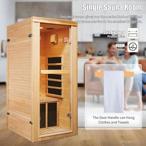 Alemo 1-Person Indoor Canadian Hemlock Infrared Sauna with 5 Carbon Crystal Heaters