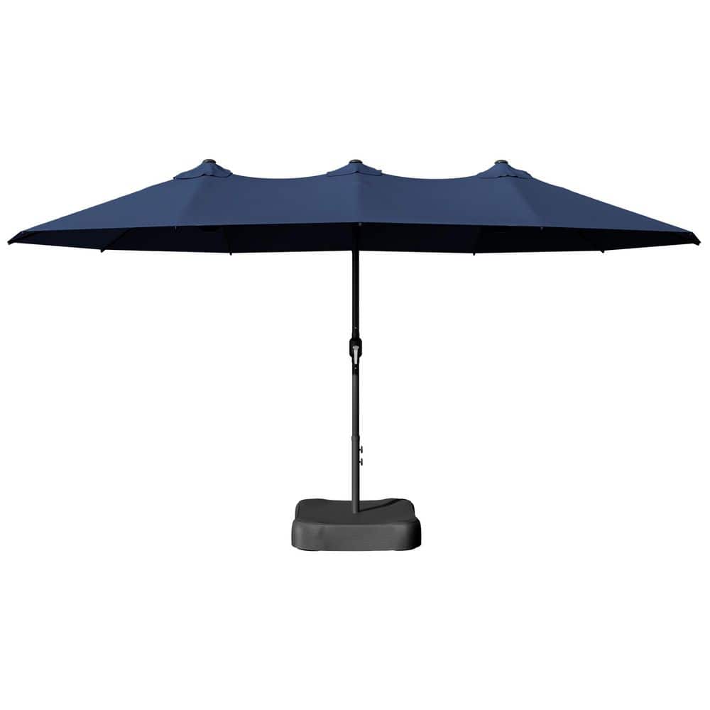 15 ft. Double-Sided Patio Umbrella with Included Base, Crank Handle, and UV-Resistant Canopy in Blue price history on PriceWatchPro