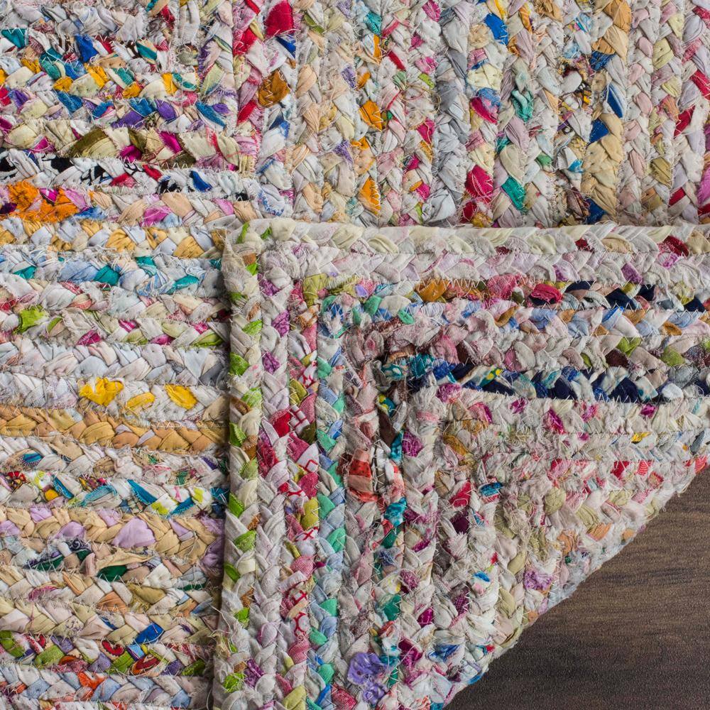 Handmade Ivory and Multicolor Wool Cotton Braided Runner Rug