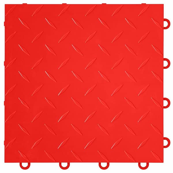 Nitro Diamond 3/8 in. Garage Tiles, Victory Red, 12 in. x 12 in., 16-Pack, Covers 16 sq. ft., Interlocking Floor Tiles
